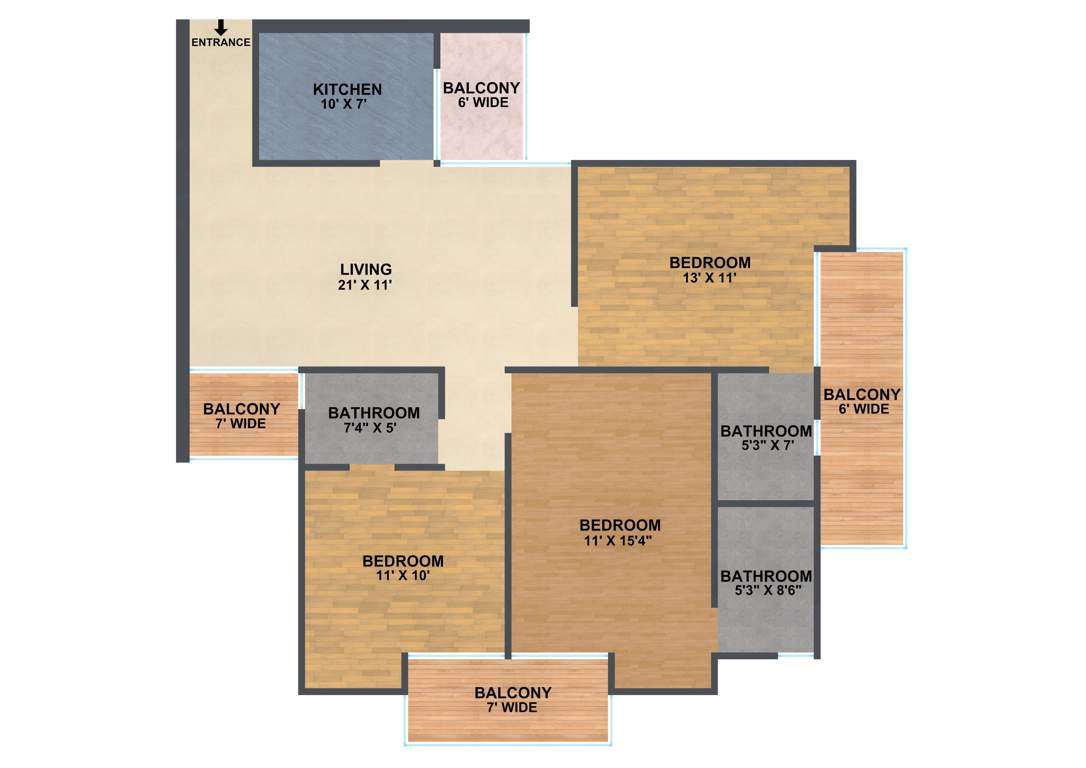 Antriksh Abril Green (3BHK+3T (1,535 sq ft) 1535 sq ft)