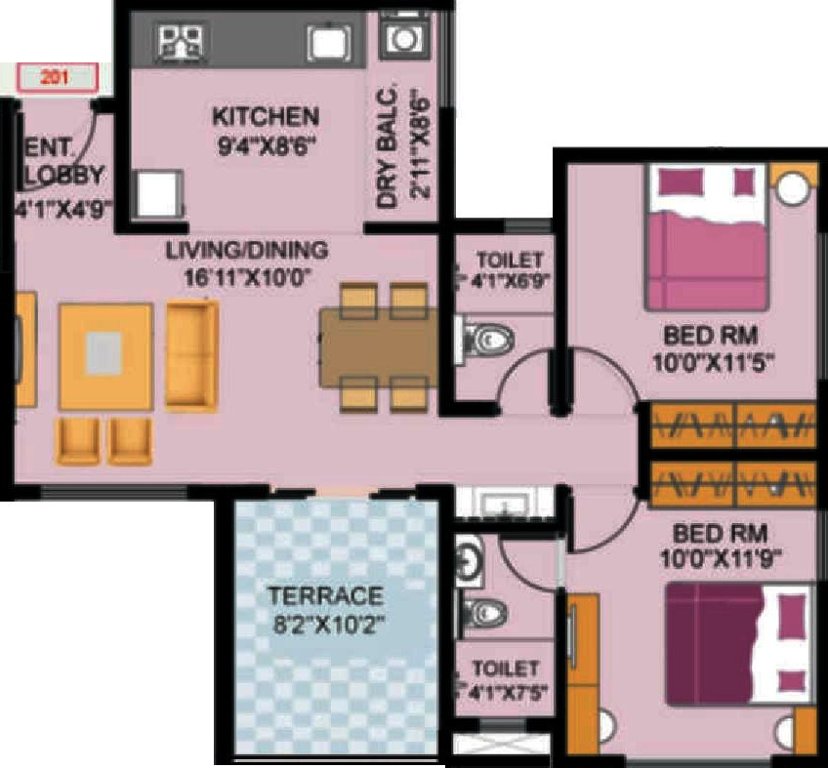 Yugal Kaushalya (2BHK+2T (939 sq ft) 939 sq ft)