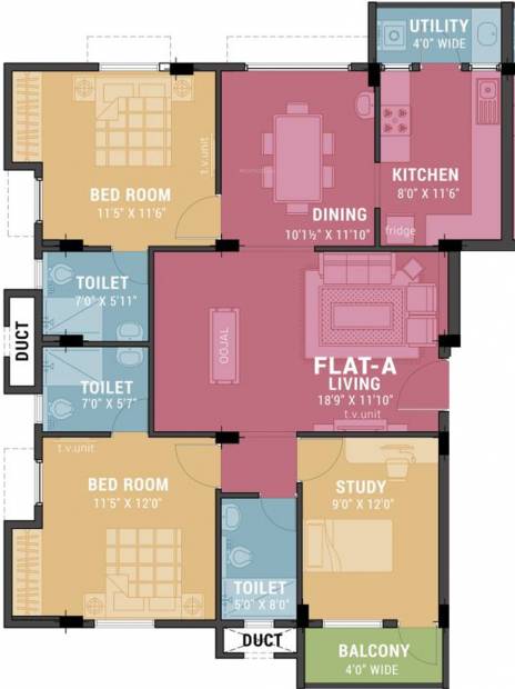 Ramaniyam Real Estates Kauveri (2BHK+3T (1,368 sq ft) + Study Room 1368 sq ft)