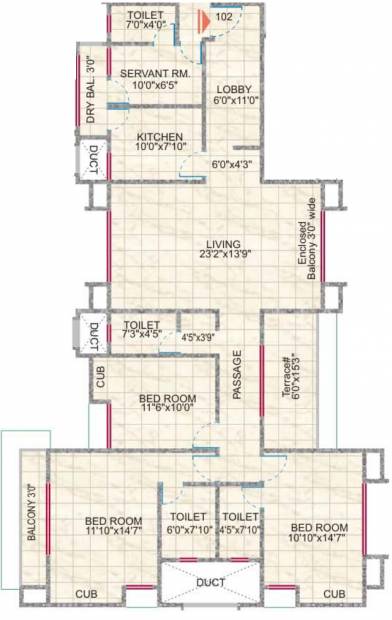 Sujay Windchime Homes (3BHK+3T (1,960 sq ft)   Servant Room 1960 sq ft)