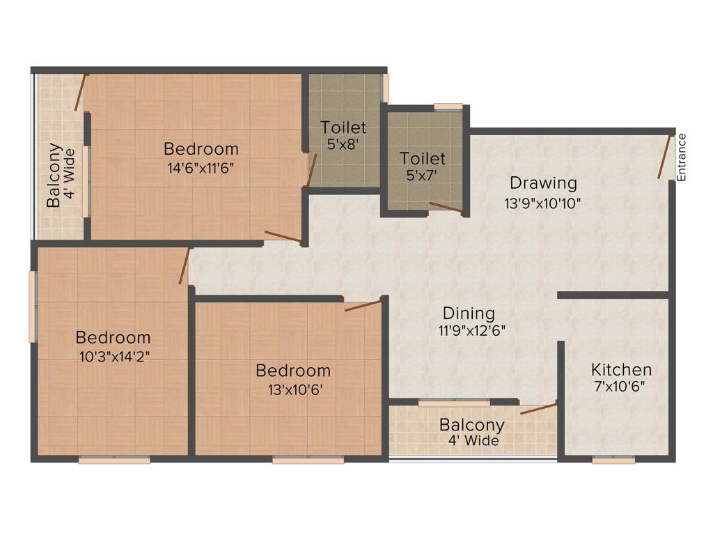 SB Kokila Palace (3BHK+2T (1,502 sq ft) 1502 sq ft)