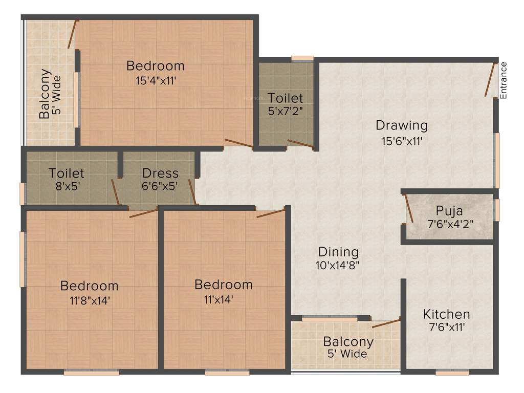 SB Kokila Palace (3BHK+2T (1,698 sq ft) 1698 sq ft)