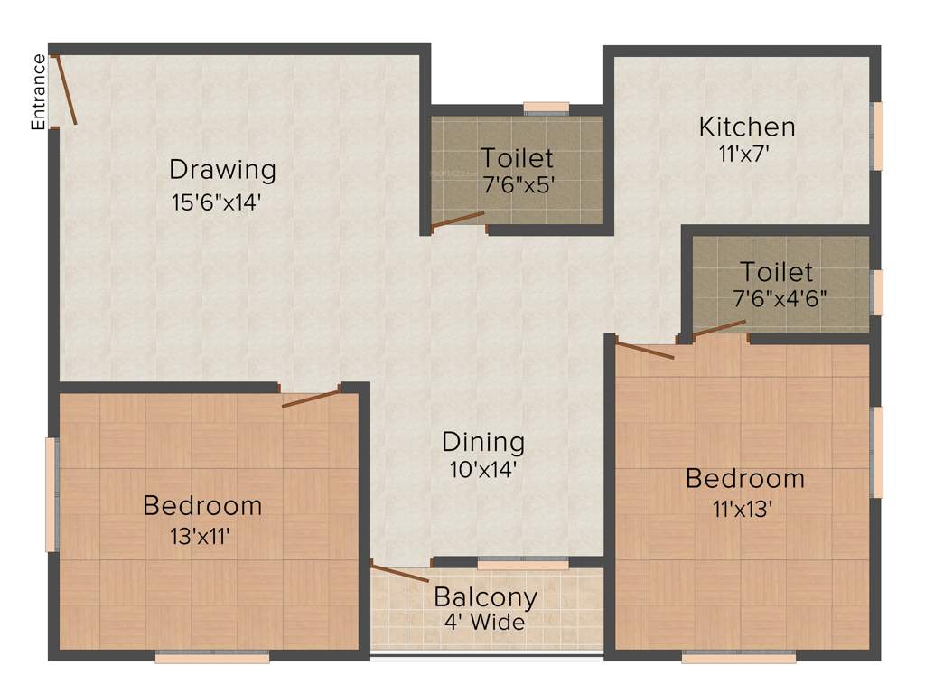 SB Kokila Palace (2BHK+2T (1,237 sq ft) 1237 sq ft)