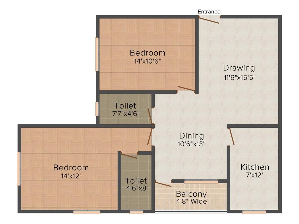 SB Kokila Palace (2BHK+2T (1,243 sq ft) 1243 sq ft)