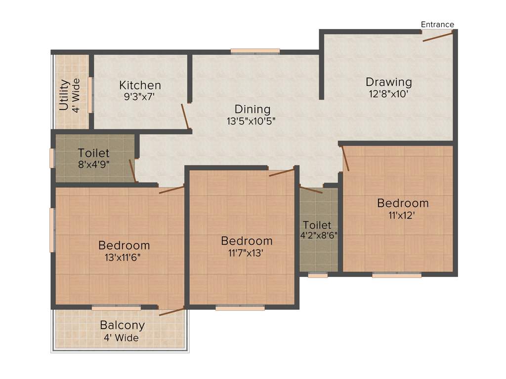 SB Kokila Palace (3BHK+2T (1,401 sq ft) 1401 sq ft)