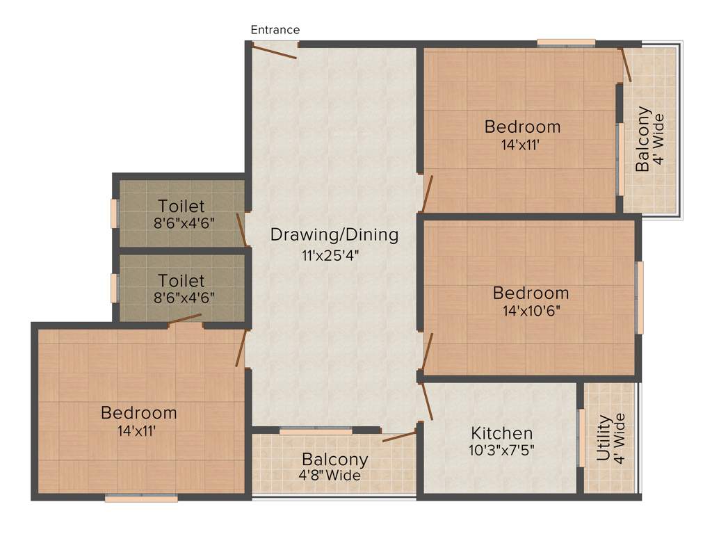 SB Kokila Palace (3BHK+2T (1,488 sq ft) 1488 sq ft)