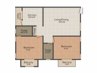 SSV Emerald (2BHK+2T (1,025 sq ft) 1025 sq ft)