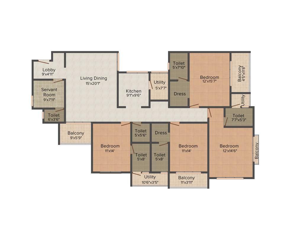 Nitesh Melbourne Park (4BHK+5T (2,303 sq ft) + Servant Room 2303 sq ft)