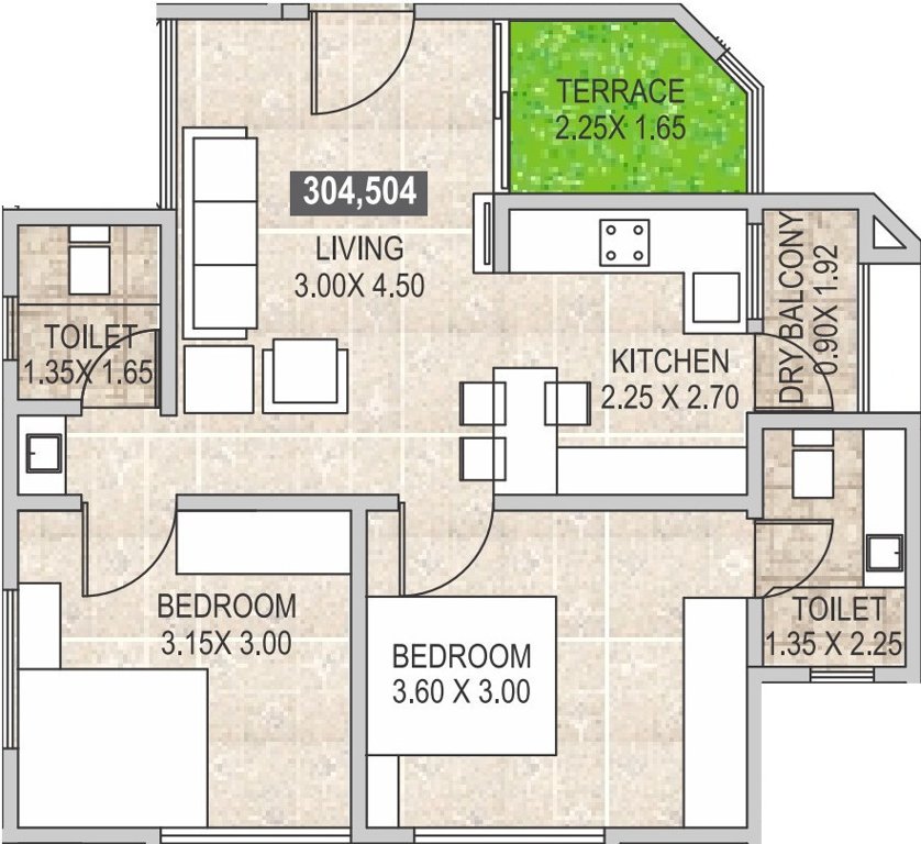 Remonesa The Vue (2BHK+2T (750 sq ft) 750 sq ft)
