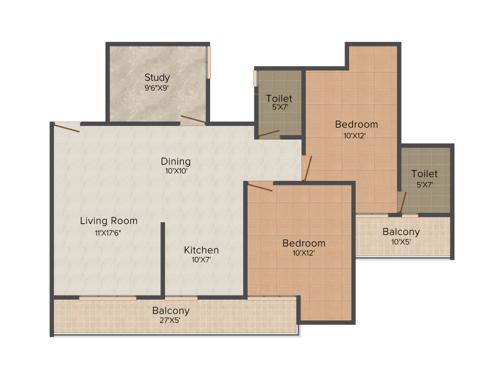 Apex The Florus (2BHK+2T (1,412 sq ft) + Study Room 1412 sq ft)