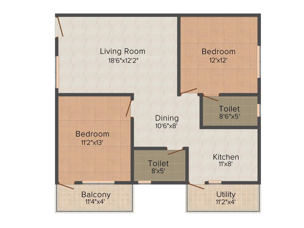 Dawn Rose Garden (2BHK+2T (1,170 sq ft) 1170 sq ft)