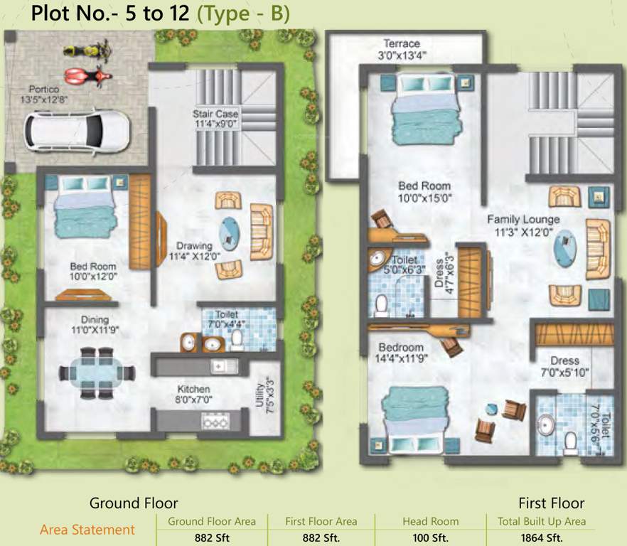 Greenfield Shree Manor (3BHK+3T (1,864 sq ft) 1864 sq ft)