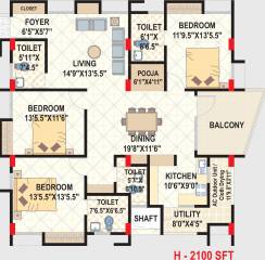 Neptune Summit 696 (3BHK+4T (2,100 sq ft)   Pooja Room 2100 sq ft)