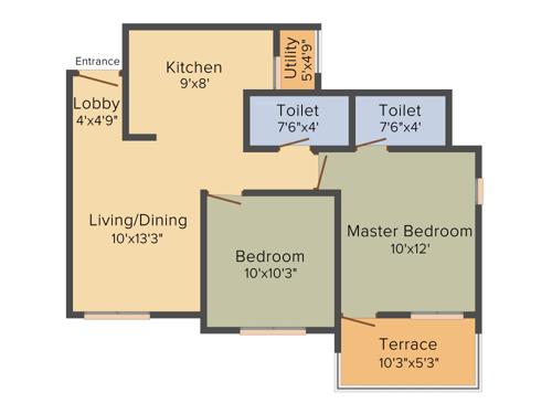 Sarthak Optima Heights (2BHK+2T (845 sq ft) 845 sq ft)