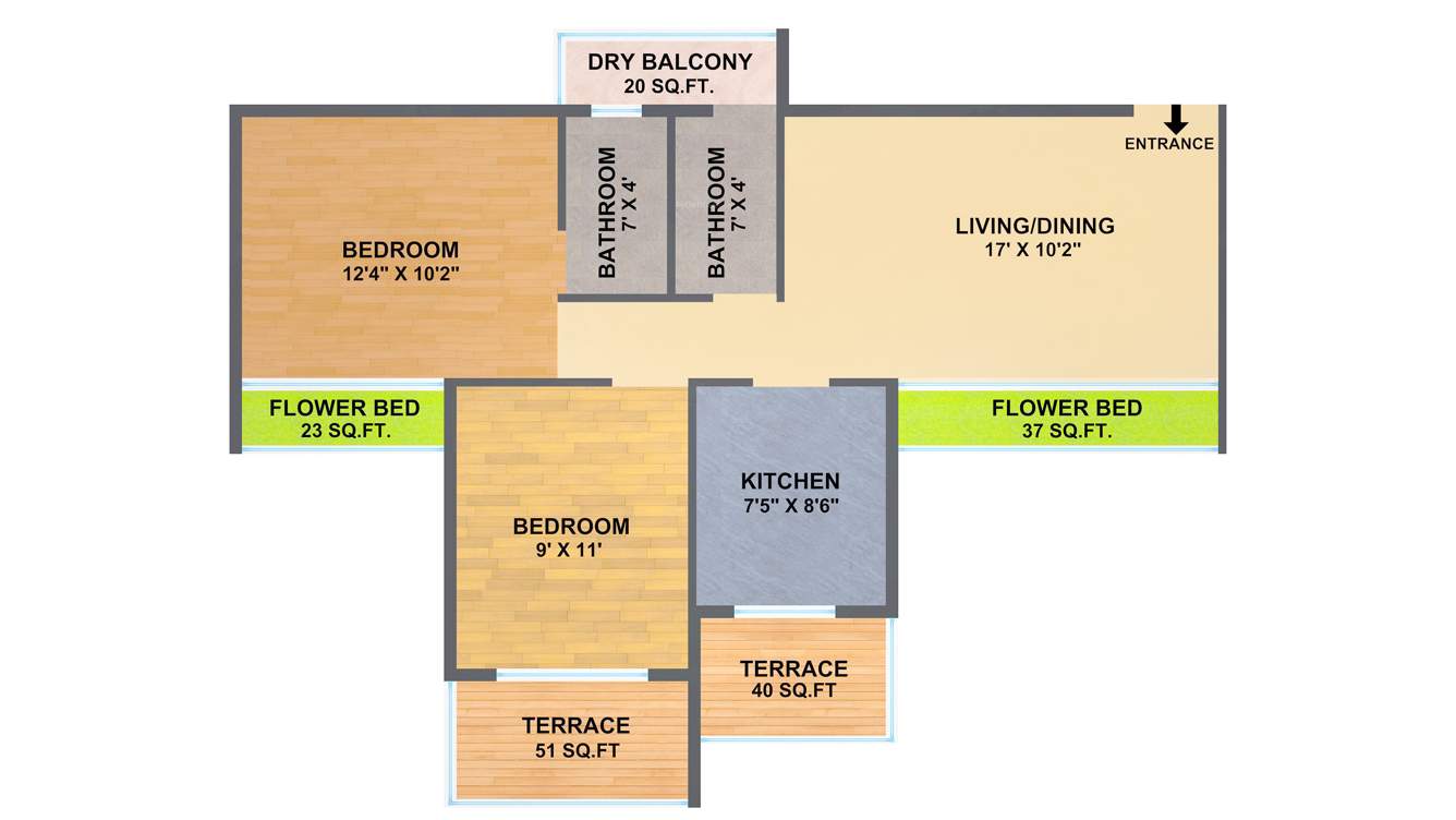 Yushan Maple Ivy (2BHK+2T (1,128 sq ft) 1128 sq ft)