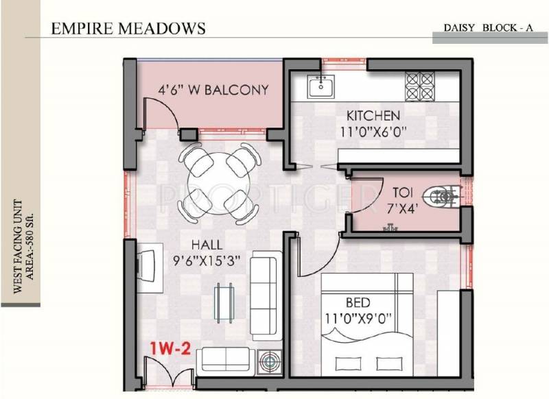 Empire Meadows (1BHK+1T (580 sq ft) 580 sq ft)