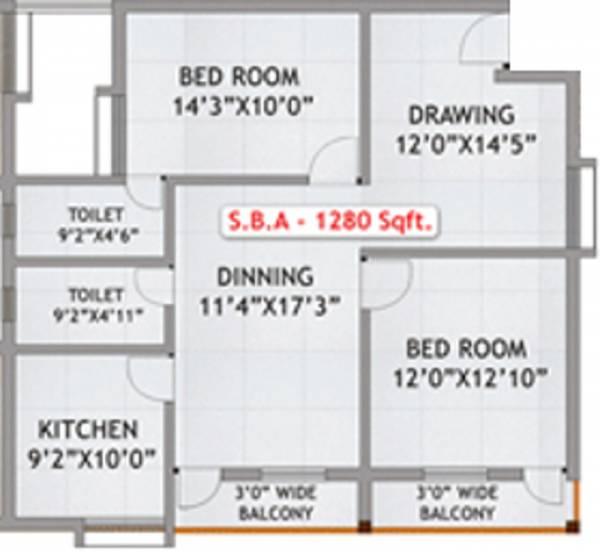 Khushi Somnath (2BHK+2T (1,280 sq ft) 1280 sq ft)