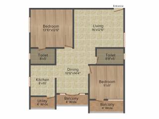 Shravanthi Shashwathi (2BHK+2T (1,263 sq ft) 1263 sq ft)