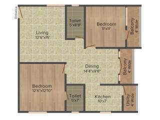 Shravanthi Shashwathi (2BHK+2T (1,183 sq ft) 1183 sq ft)