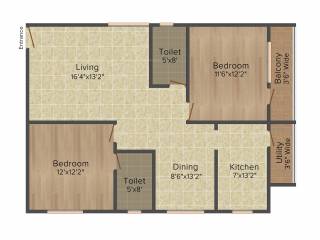 Shravanthi Shashwathi (2BHK+2T (1,220 sq ft) 1220 sq ft)