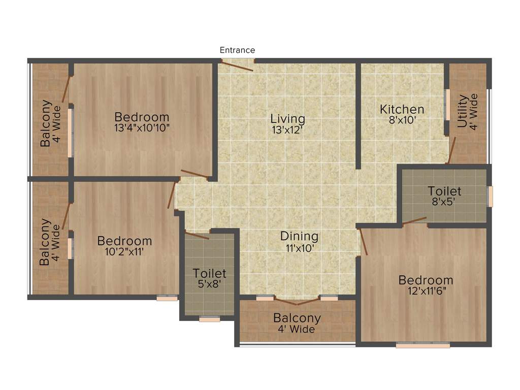 Shravanthi Shashwathi (3BHK+2T (1,392 sq ft) 1392 sq ft)