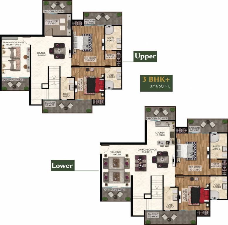 The Antriksh The Golf Address (4BHK+4T (3,716 sq ft)   Study Room 3716 sq ft)