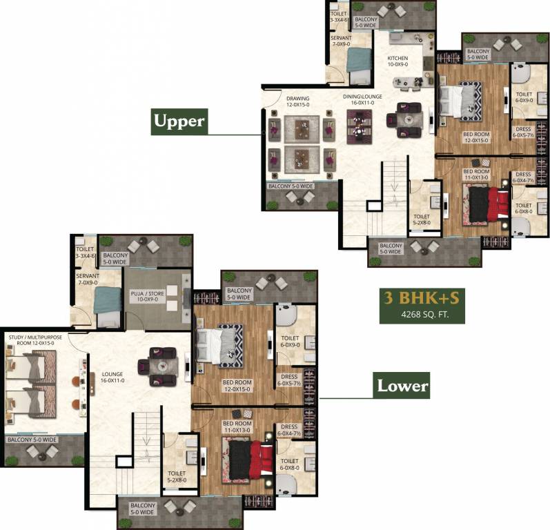 The Antriksh The Golf Address (4BHK+4T (4,268 sq ft)   Study Room 4268 sq ft)