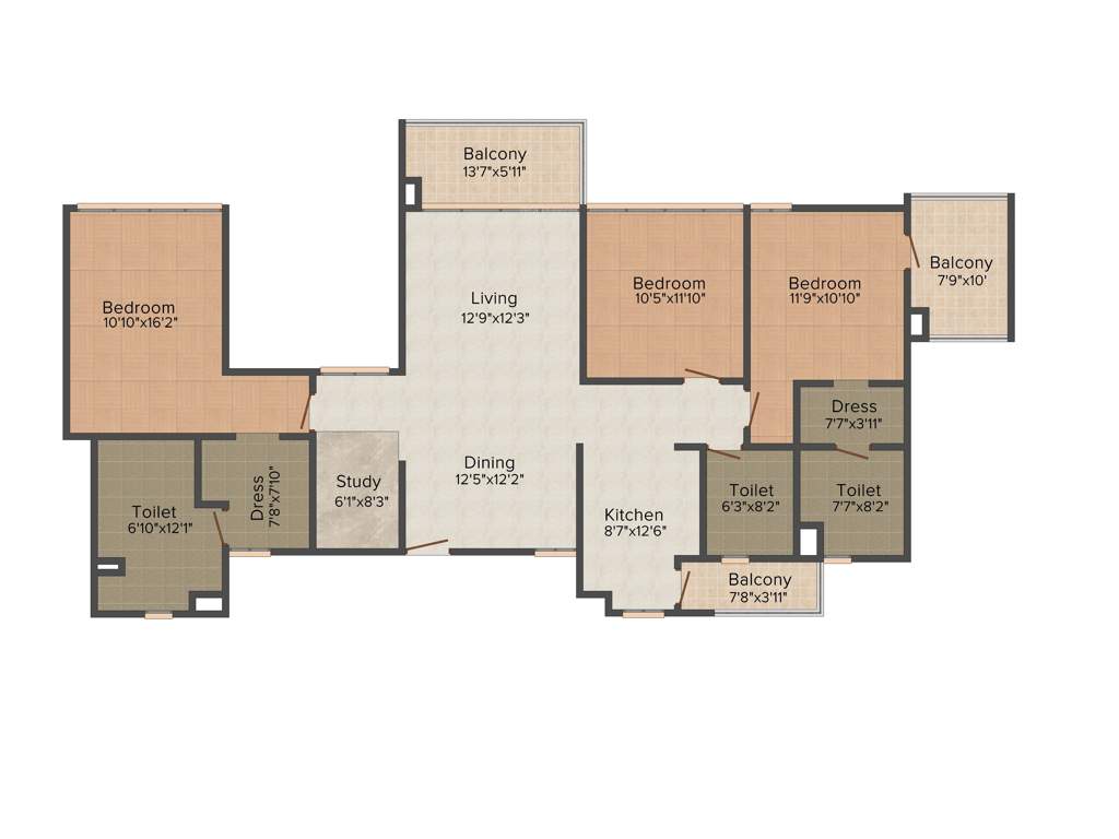 Vatika Jaipur 21 (3BHK+3T (2,245 sq ft)   Study Room 2245 sq ft)