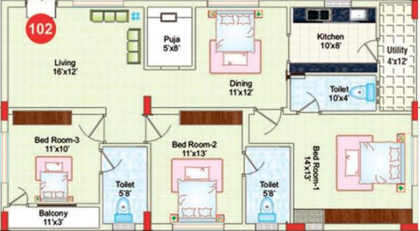 Naidu RR Heights (3BHK+3T (1,505 sq ft) + Pooja Room 1505 sq ft)