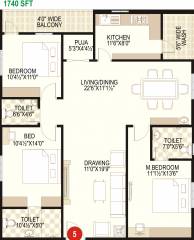 Prime Galaxy (3BHK+3T (1,740 sq ft) + Pooja Room 1740 sq ft) Prime Galaxy (3BHK+3T (1,740 sq ft) + Pooja Room 1740 sq ft)