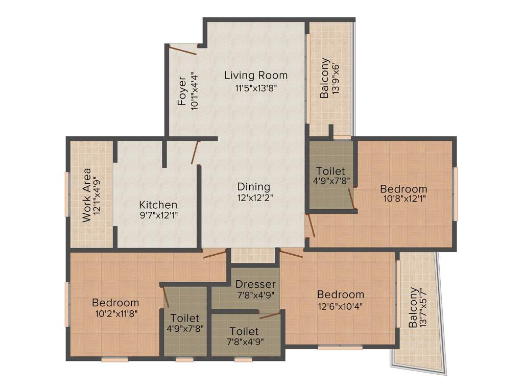 Asset Bellevue (3BHK+3T (1,925 sq ft) 1925 sq ft)