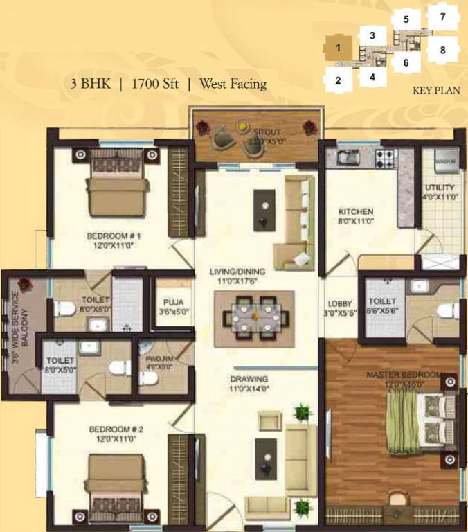 Ramakrishna Venuzia Phase I (3BHK+4T (1,700 sq ft) 1700 sq ft)