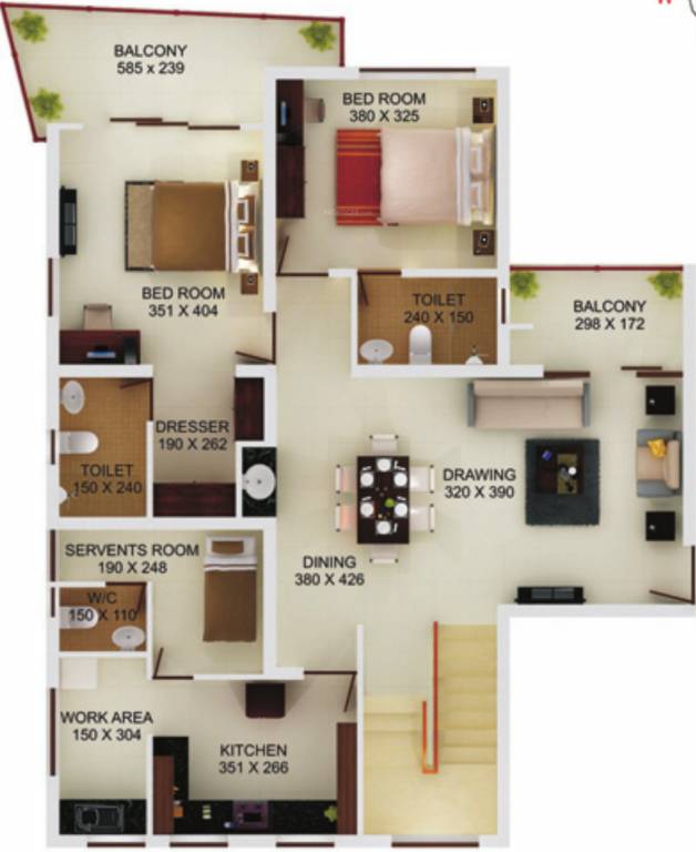 Asset Bellevue (3BHK+3T (2,435 sq ft) + Servant Room 2435 sq ft)