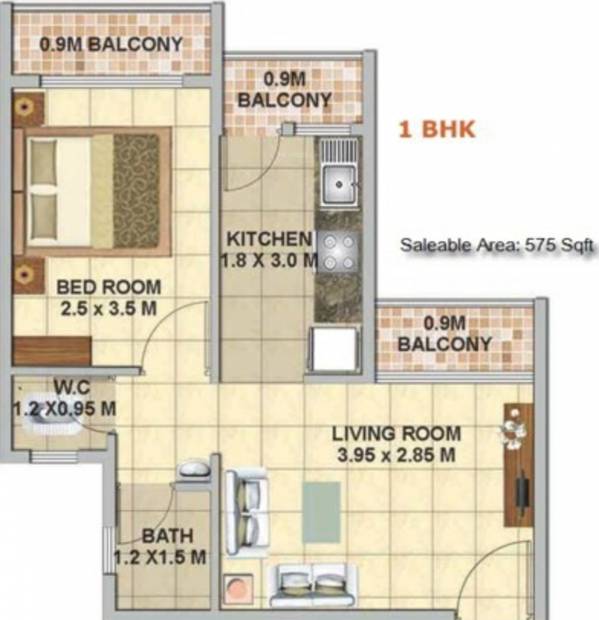 Shree Vasturachana Gokul II (1BHK+1T (575 sq ft) 575 sq ft)