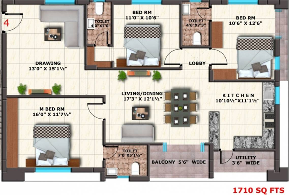 Matrix Florence (3BHK+3T (1,710 sq ft) 1710 sq ft)