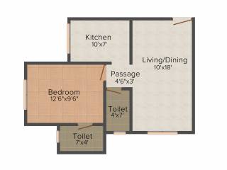 Shree Swami Veronica (1BHK+2T (643 sq ft) 643 sq ft)