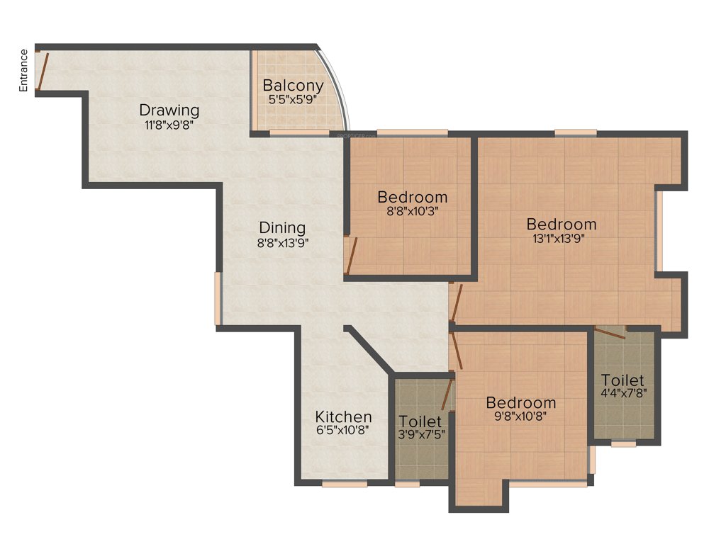 Galaxy Castello (3BHK+2T (1,072 sq ft) 1072 sq ft)