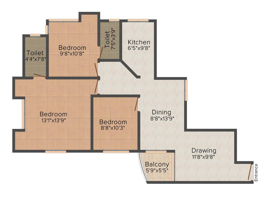 Galaxy Castello (3BHK+2T (1,079 sq ft) 1079 sq ft)
