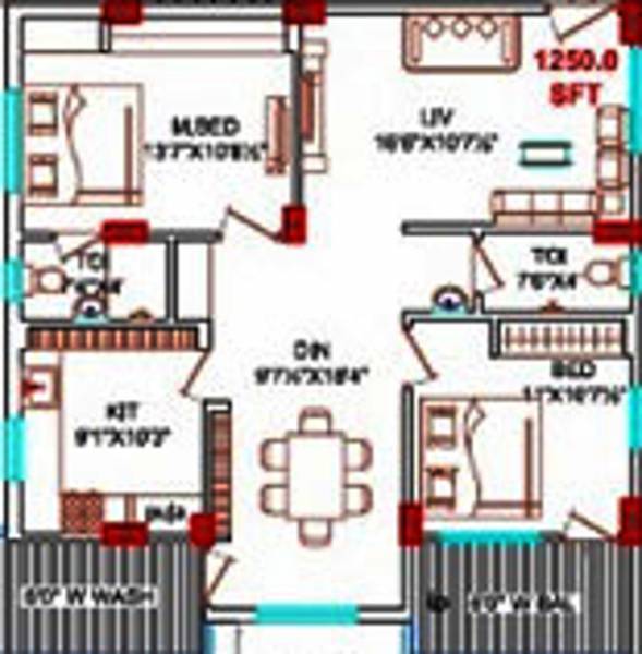 Janani Sairam (2BHK+2T (1,250 sq ft) + Pooja Room 1250 sq ft)