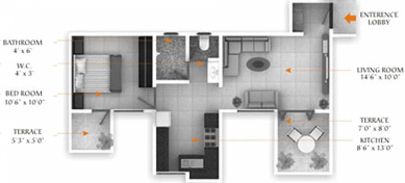 Nimhan Associates Onella Nest Phase 1 (1BHK+1T (657 sq ft) 657 sq ft)