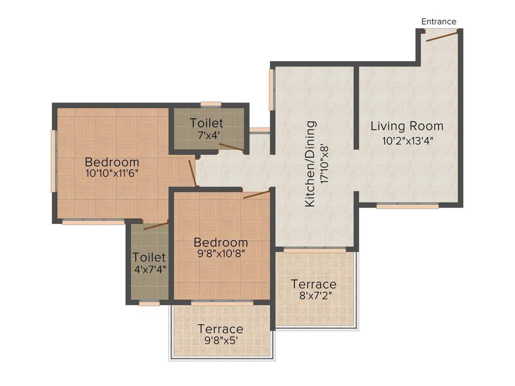 Namoh Shine City (2BHK+2T (928 sq ft) 928 sq ft)