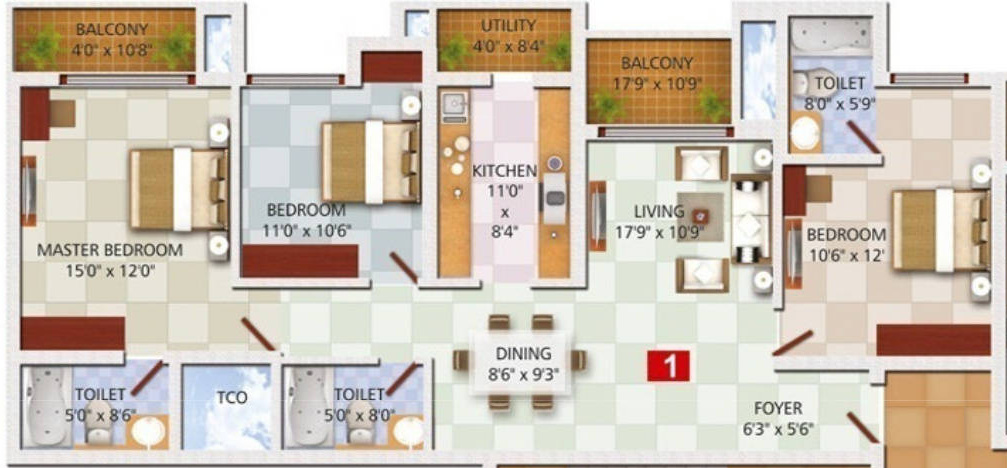 Ozone Greens (3BHK+3T (1,751 sq ft) 1751 sq ft)