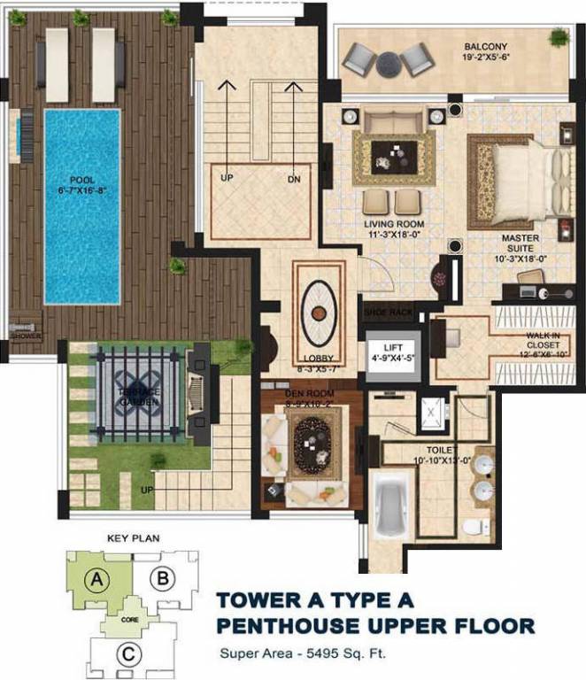  sky villas Floor Plan Upper Level Penthouse Plan
