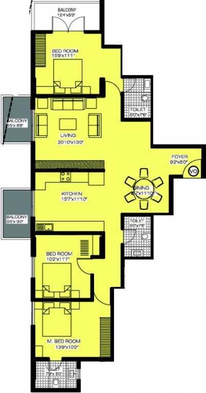 Alpine Viva (3BHK+3T (1,668 sq ft) 1668 sq ft)