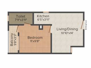 Red Prantik Rahora (1BHK+1T (522 sq ft) 522 sq ft)