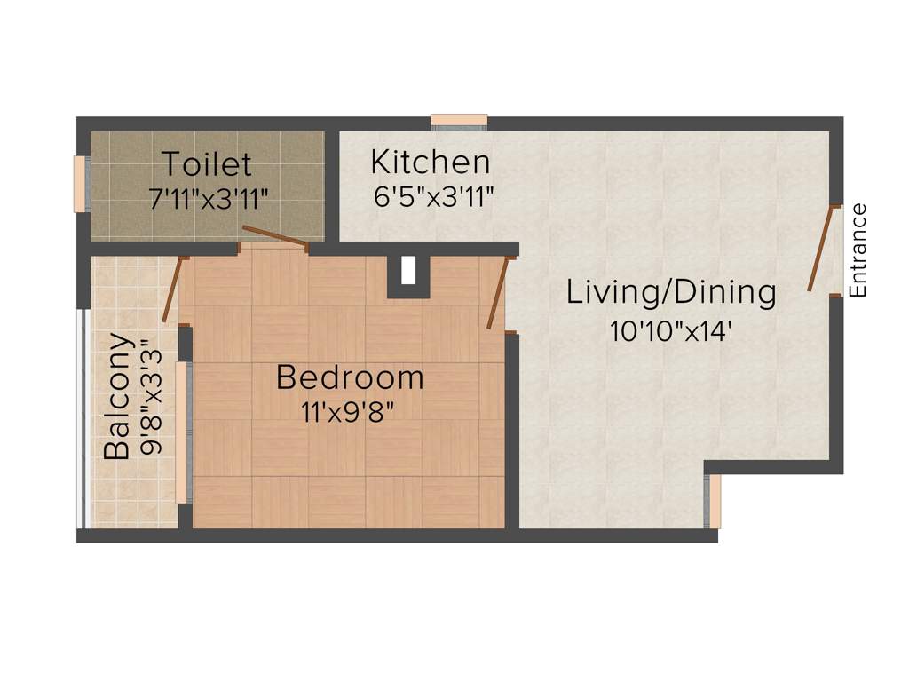 Red Prantik Rahora (1BHK+1T (522 sq ft) 522 sq ft)