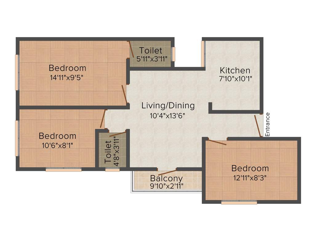 Red Prantik Rahora (3BHK+2T (1,052 sq ft) 1052 sq ft)