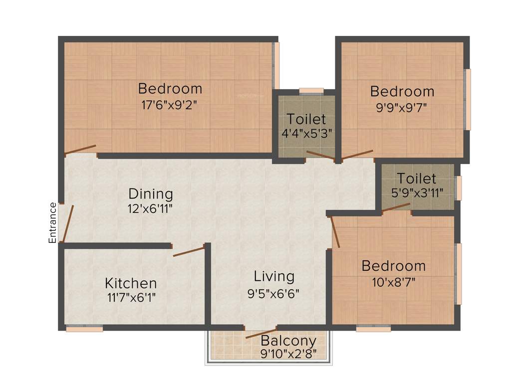 Red Prantik Rahora (3BHK+2T (1,119 sq ft) 1119 sq ft)