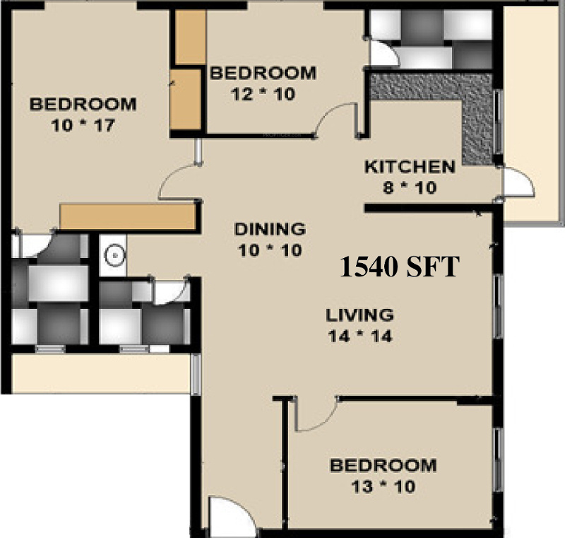 Trendz Whispering Woods (3BHK+3T (1,540 sq ft) 1540 sq ft)