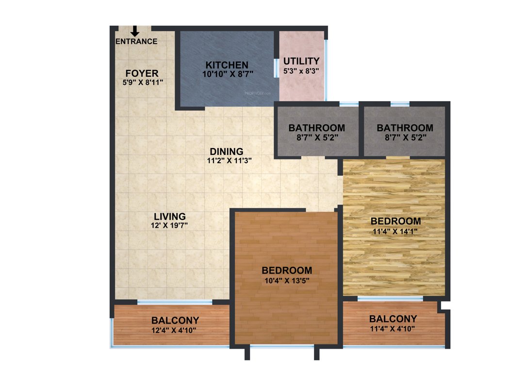 Brigade Omega (2BHK+2T (1,390 sq ft) 1390 sq ft)